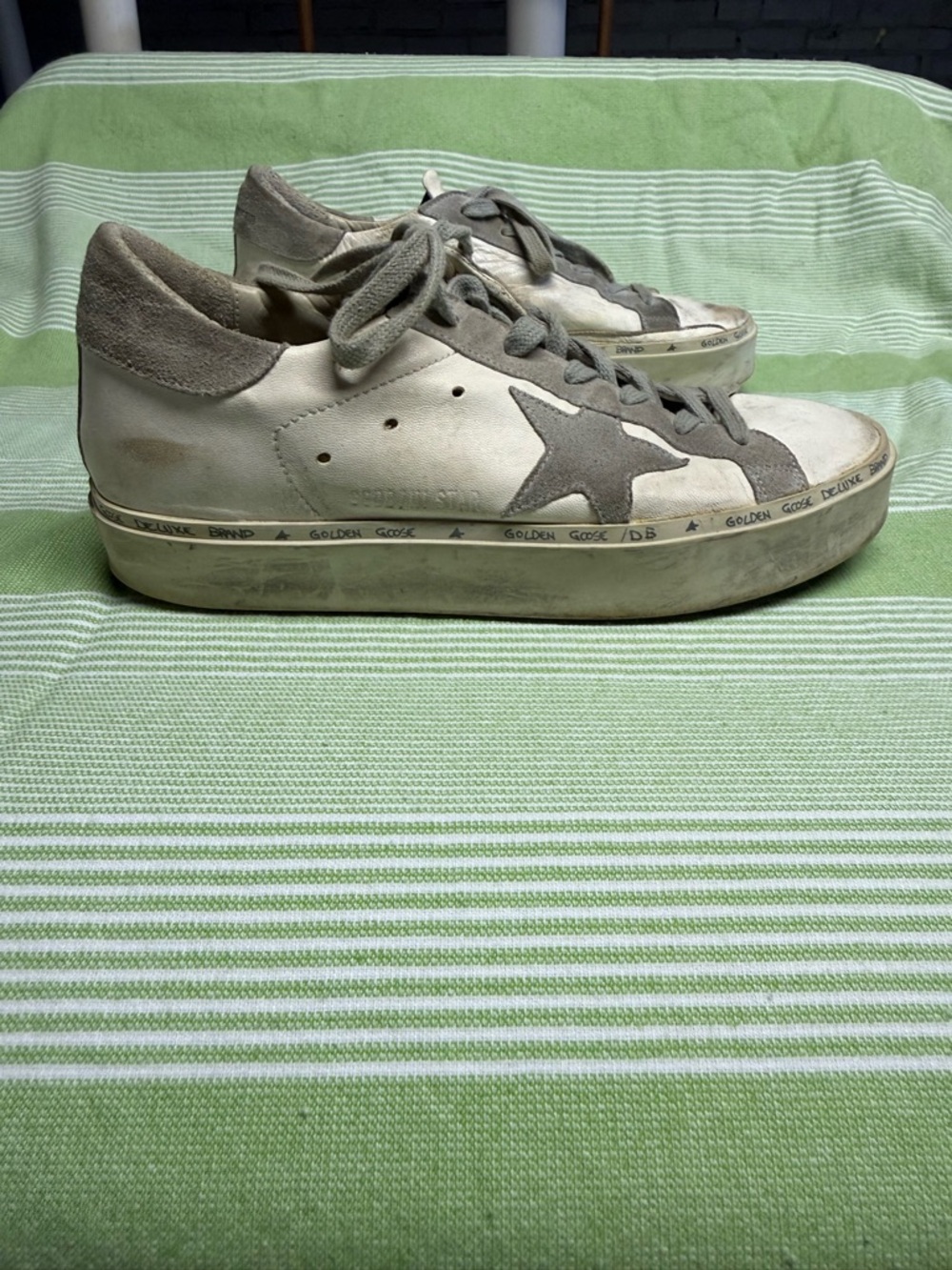 Golden Goose Women's White and Gray Low-Top Platform Sneakers - Picture 7 of 8